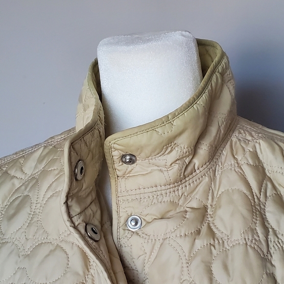 Coach Beige Cream Monogram Quilted Signature Coat Jacket Womens Size XS - Picture 8 of 14